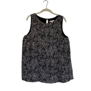 Dana Buchman Women's Sleeveless Layered Print Top in Black/Gray/Tan - Size M